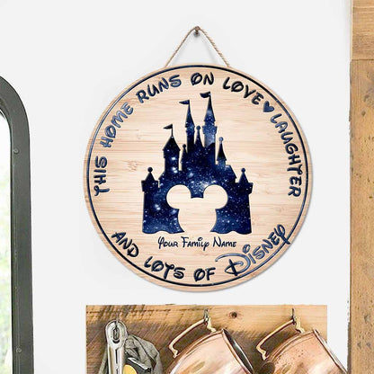 This Home Runs On - Personalized Mouse Round Wood Sign