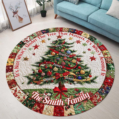 Merry Christmas - Personalized Family Round Rug