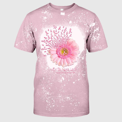 Faith Hope Love - Breast Cancer Awareness Handmade Bleached Shirts