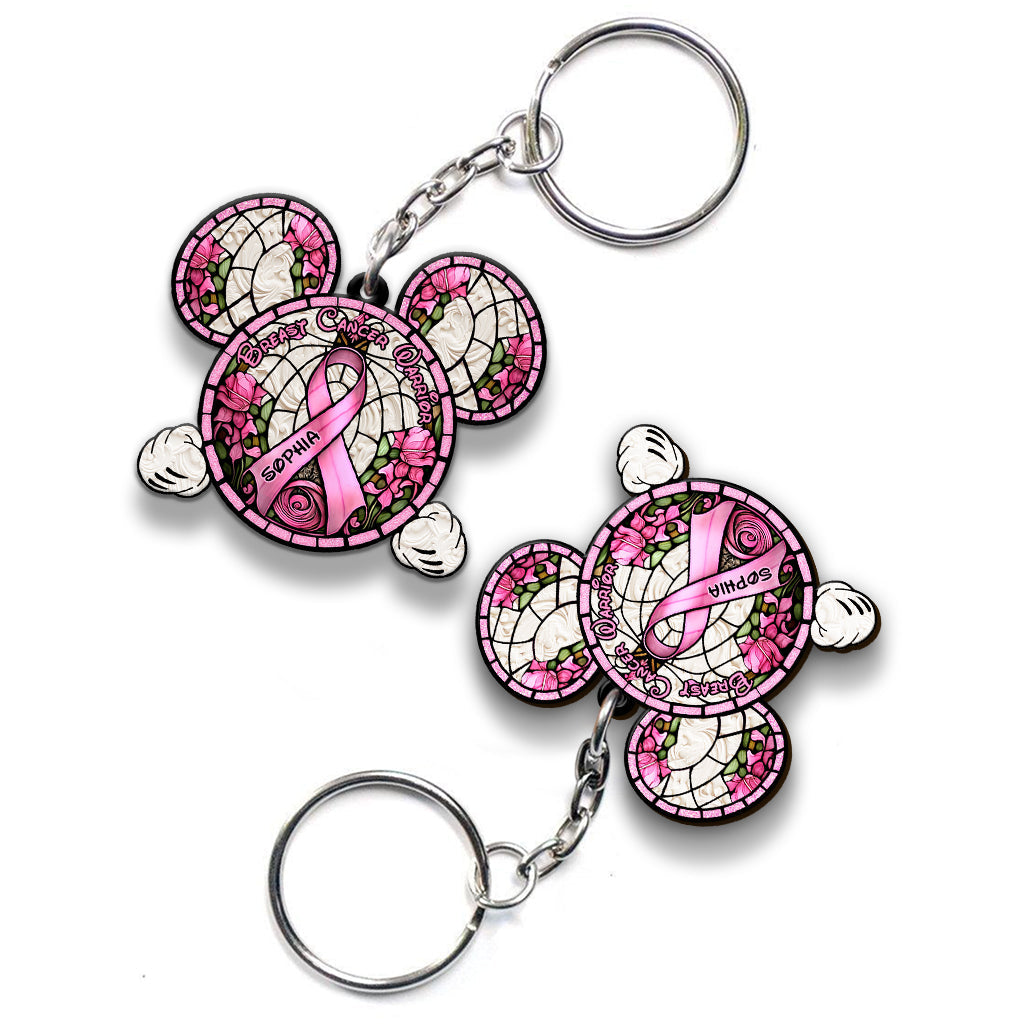Breast Cancer Warrior - Personalized Mouse Keychain