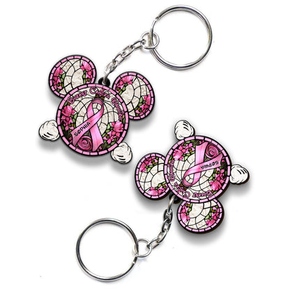 Breast Cancer Warrior - Personalized Mouse Keychain