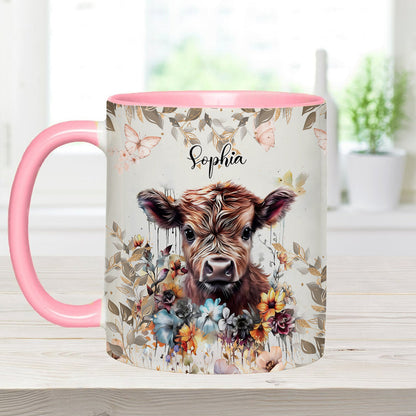 Floral Cow - Personalized Accent Mug