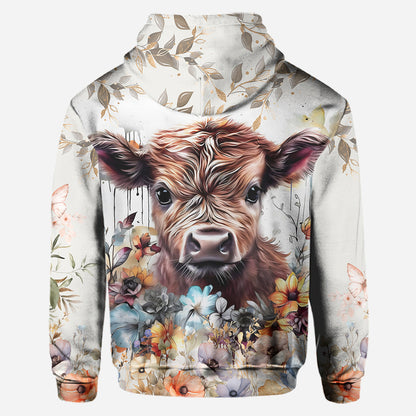 Cute Cow - Personalized Highland Cow Hoodie and Leggings