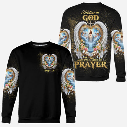 I Believe in God and the Power of Prayer - Personalized Christian All Over Shirt