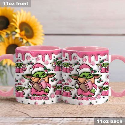 Pink Christmas The Child - Personalized The Force Accent Mug