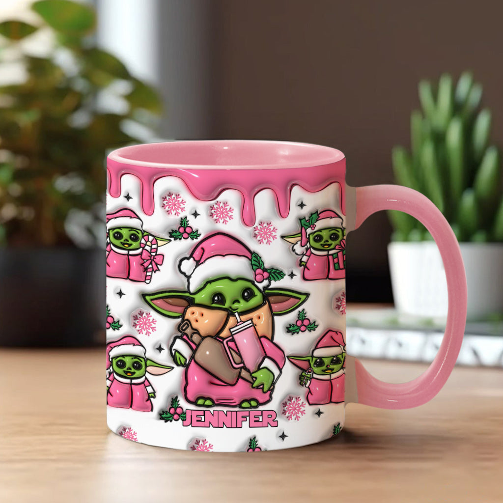 Pink Christmas The Child - Personalized The Force Accent Mug