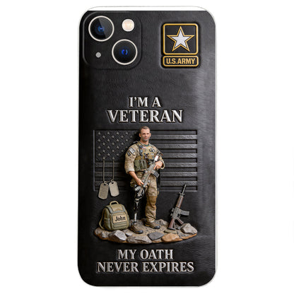 Military Hero - Personalized Veteran 3D Embossed Leather Phone Case