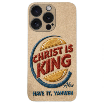 Christ Is King - Personalized Christian Classic Cap & Leather Phone Case