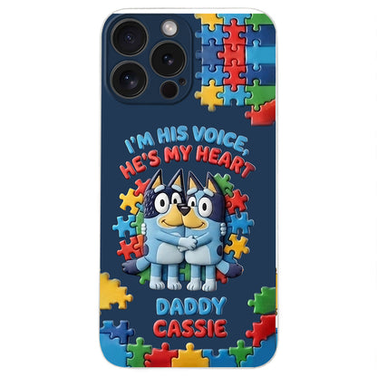 I'm His Voice - Personalized Autism Awareness 3D Embossed Leather Phone Case