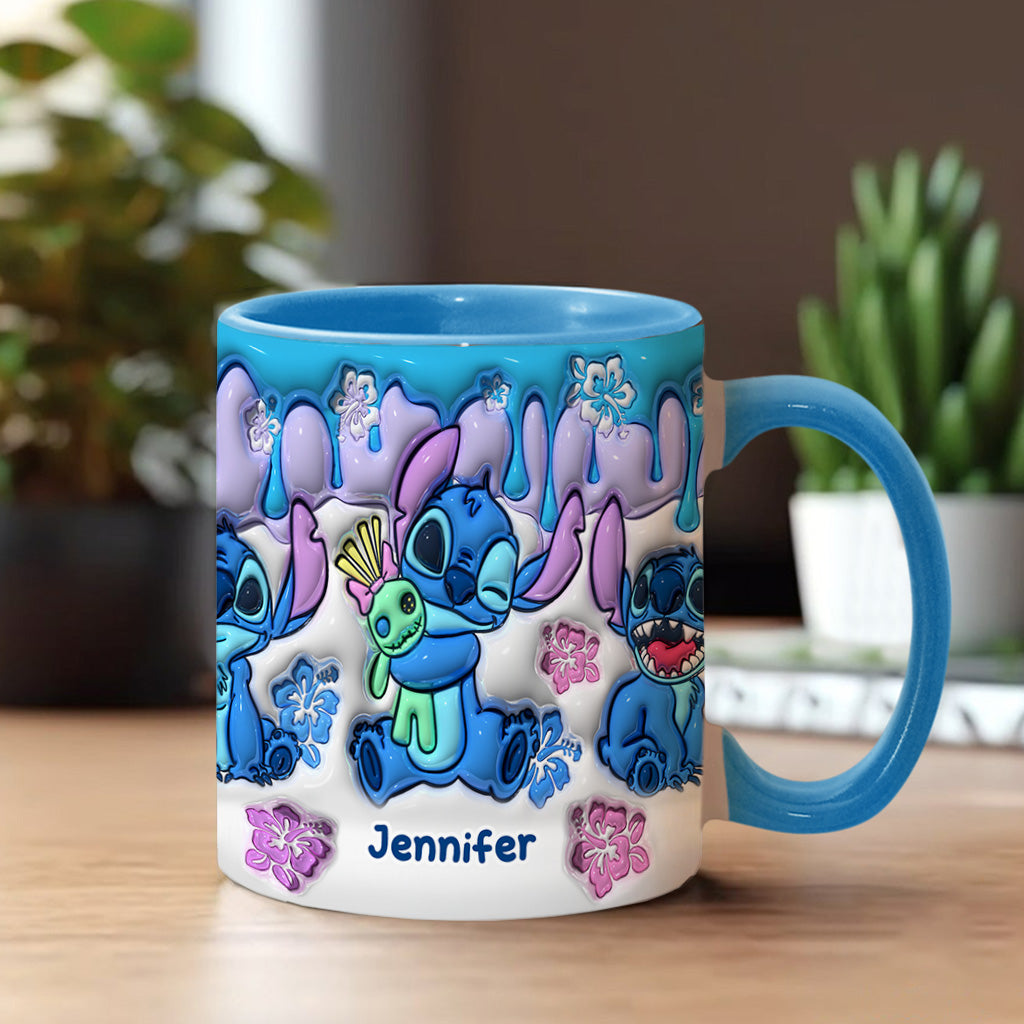 Blue Ohana Hugging - Personalized Ohana Accent Mug