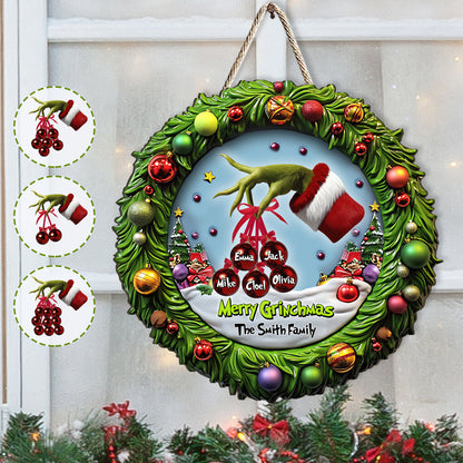 Merry Christmas - Personalized Family Custom Shaped Wood Sign