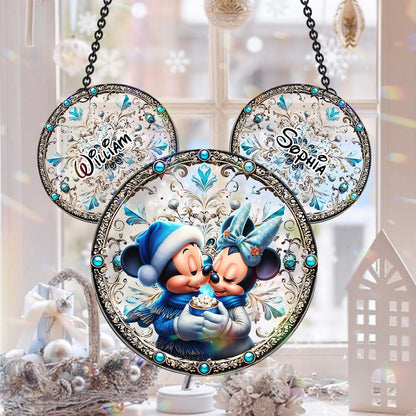 Mouse Couple - Personalized Mouse Window Hanging Suncatcher Ornament