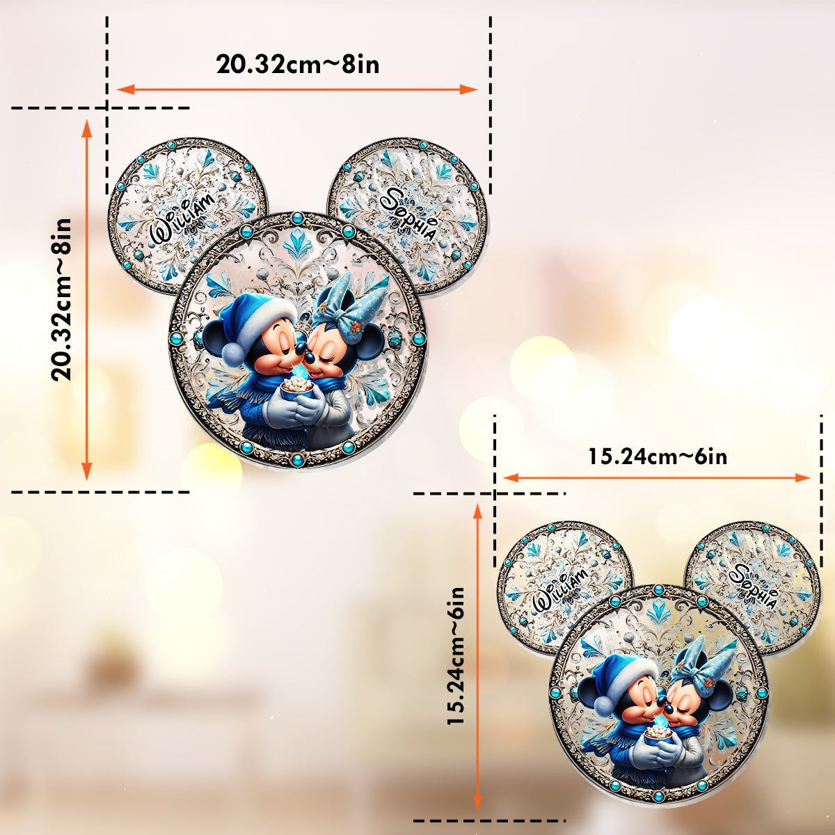 Mouse Couple - Personalized Mouse Window Hanging Suncatcher Ornament