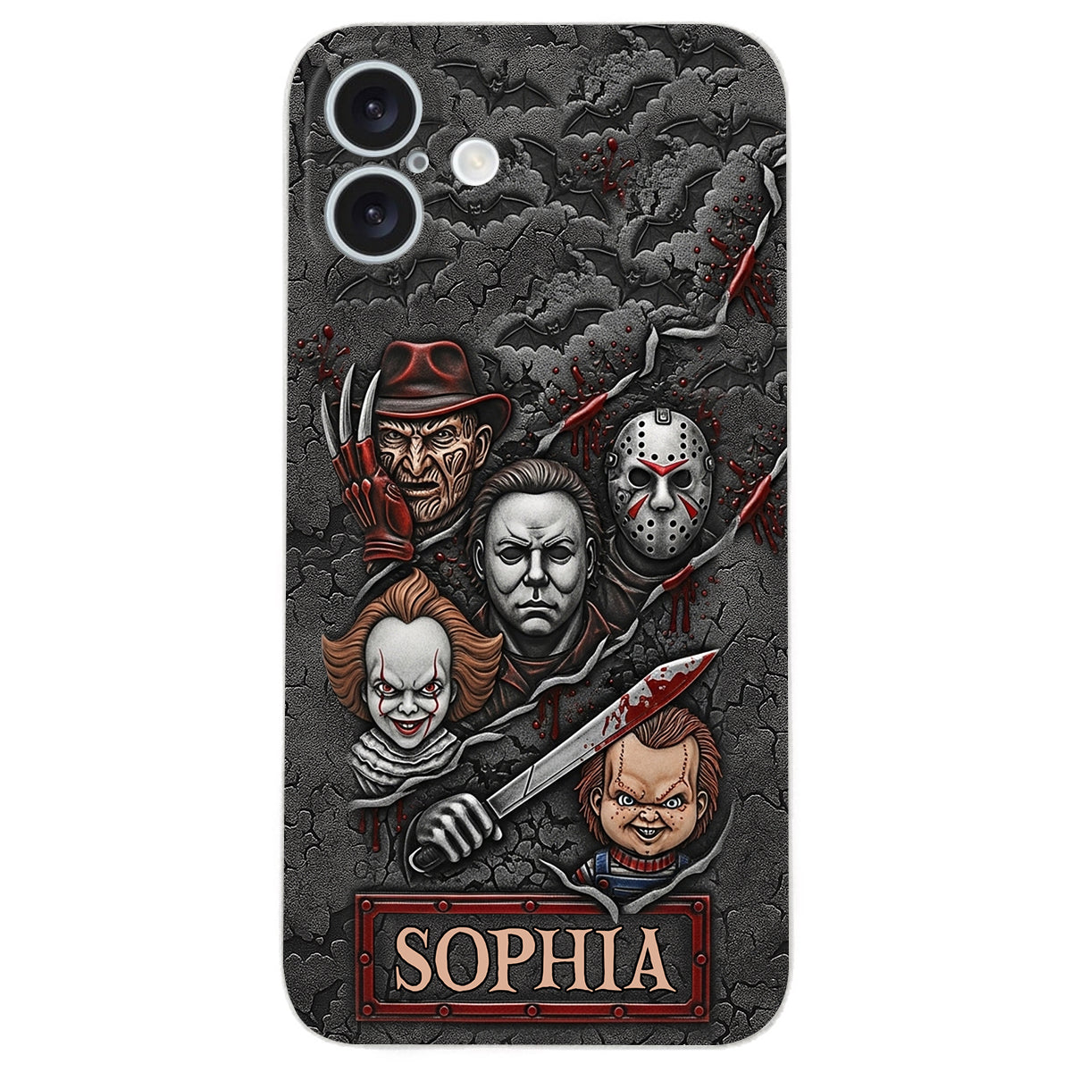 Scary Characters - Personalized Leather Phone Case