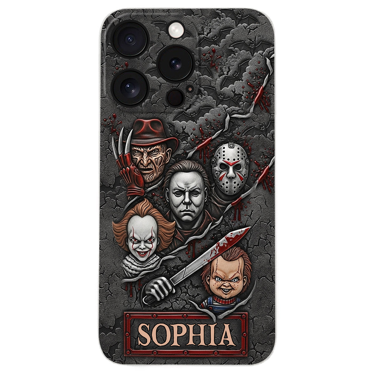 Scary Characters - Personalized Leather Phone Case