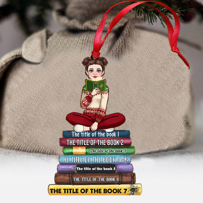 Bookstack with Custom Titles - Personalized Book Ornament