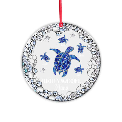Turtley Awesome Grandma - Personalized Christmas Grandma Transparent Ornament With 3D Pattern Printed
