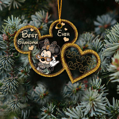 Best Grandma Ever - Personalized Christmas Mouse Transparent Ornament