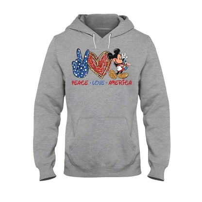 Peace Love Mouse Ears - Independence Day T-shirt and Hoodie