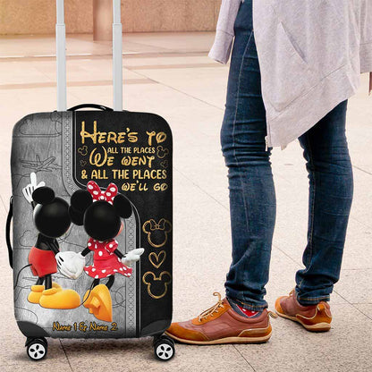 Here's To All The Places We Went - Personalized Mouse Luggage Cover