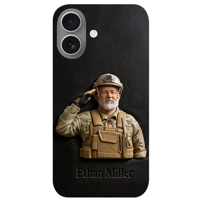 Custom Any Photo - Personalized Veteran Leather Phone Case