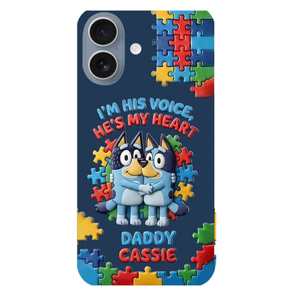 I'm His Voice - Personalized Autism Awareness 3D Embossed Leather Phone Case