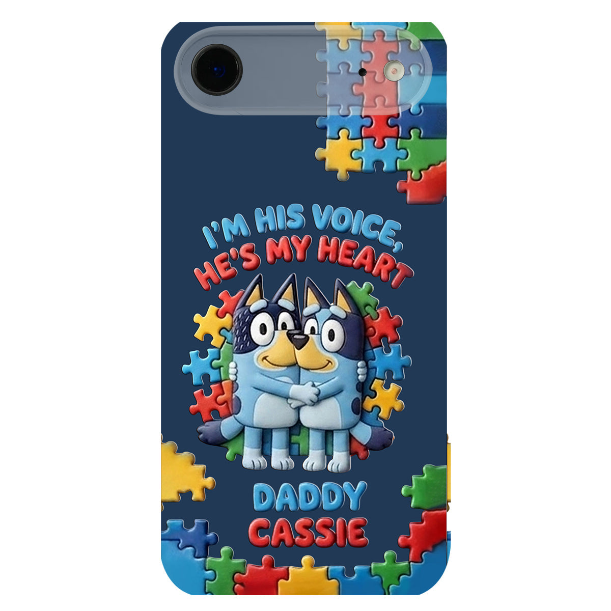 I'm His Voice - Personalized Autism Awareness 3D Embossed Leather Phone Case