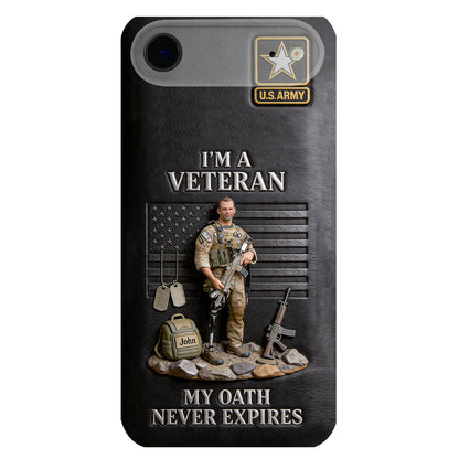 Military Hero - Personalized Veteran 3D Embossed Leather Phone Case
