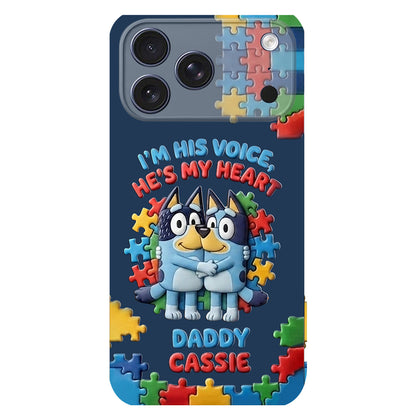 I'm His Voice - Personalized Autism Awareness 3D Embossed Leather Phone Case