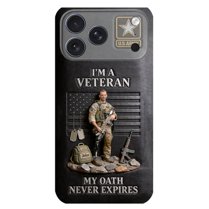 Military Hero - Personalized Veteran 3D Embossed Leather Phone Case