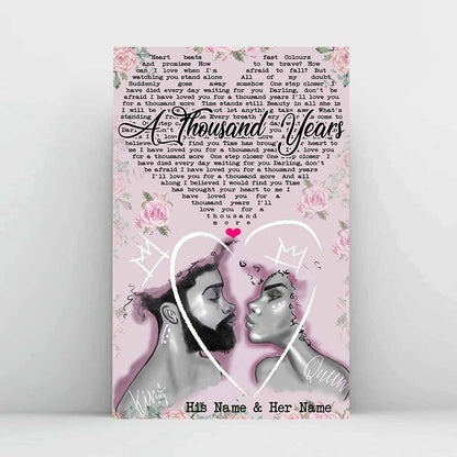 I Love You For A Thousand Year - Personalized Couple African American Poster
