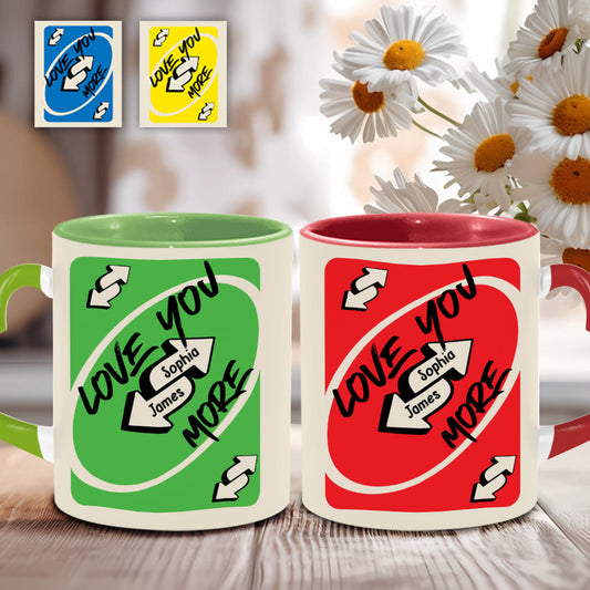 Love You More - Personalized Couple Heart Handle Mug