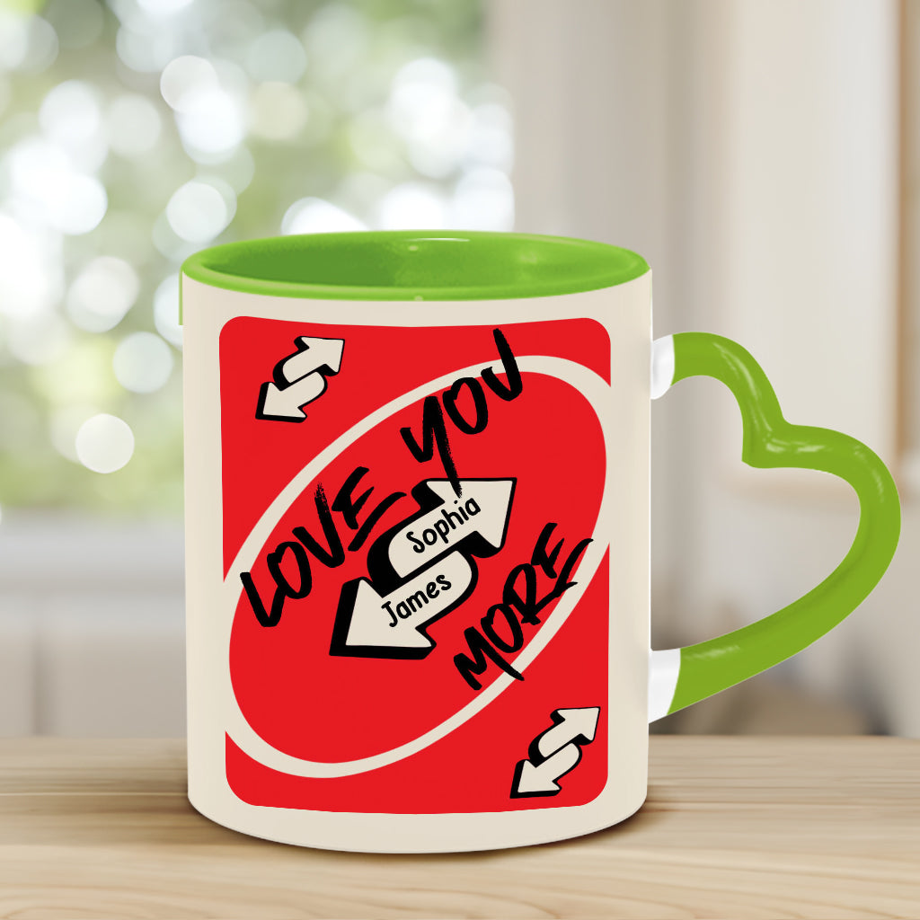 Love You More - Personalized Couple Heart Handle Mug