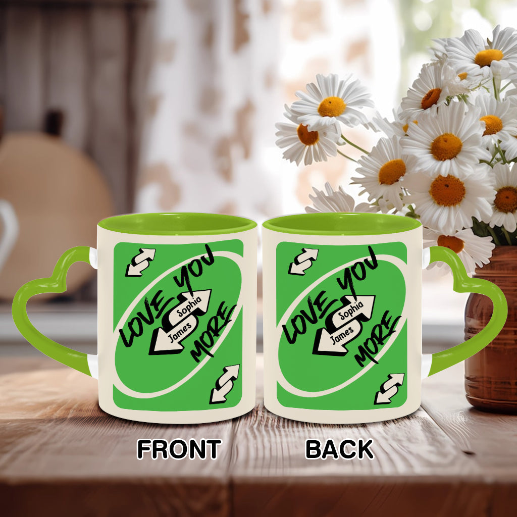 Love You More - Personalized Couple Heart Handle Mug