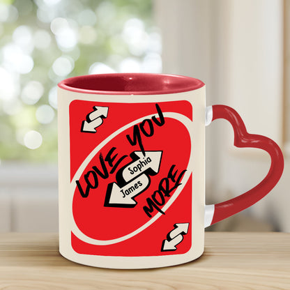 Love You More - Personalized Couple Heart Handle Mug
