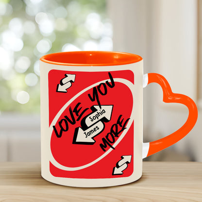 Love You More - Personalized Couple Heart Handle Mug