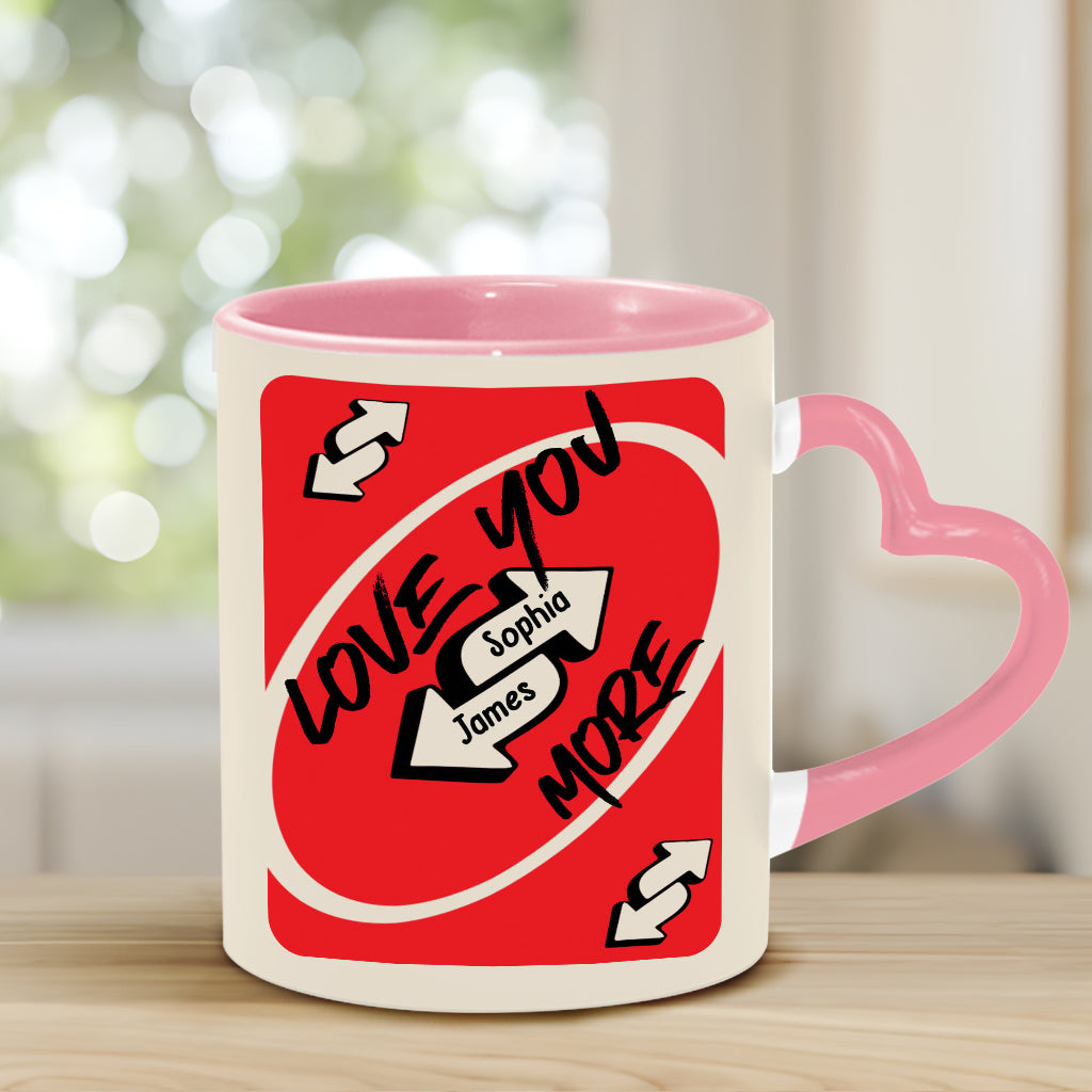 Love You More - Personalized Couple Heart Handle Mug