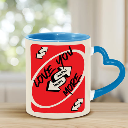 Love You More - Personalized Couple Heart Handle Mug
