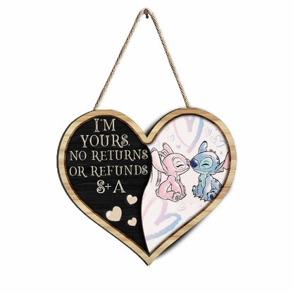 I'm Yours No Returns Or Refunds - Personalized Couple Ohana Wood Sign