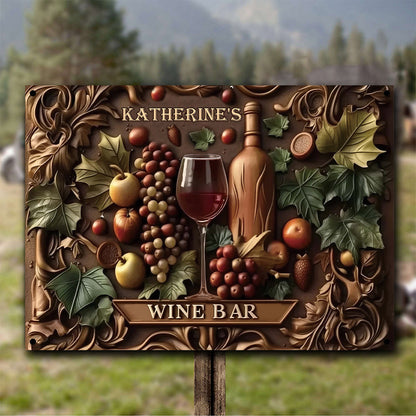 Welcome To The Wine Bar - Personalized Wine Rectangle Metal Sign