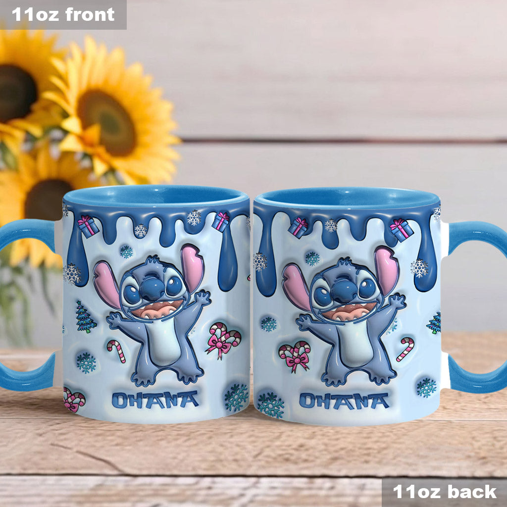 Ohana Blue Inflated Merry Stitchmas - Ohana Accent Mug
