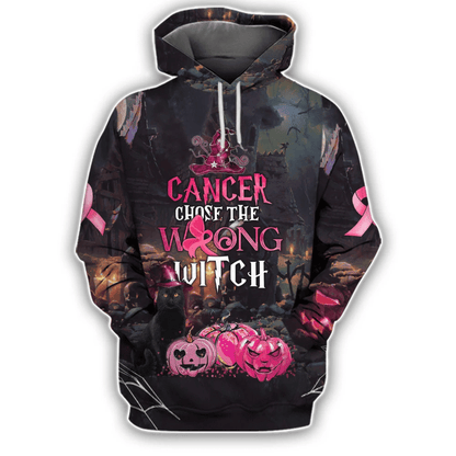 Breast Cancer Chose The Wrong Witch - Breast Cancer Awareness All Over T-shirt and Hoodie 0822