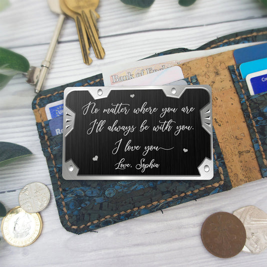 No Matter Where You Are - Personalized Father's Day Couple Wallet Insert Card