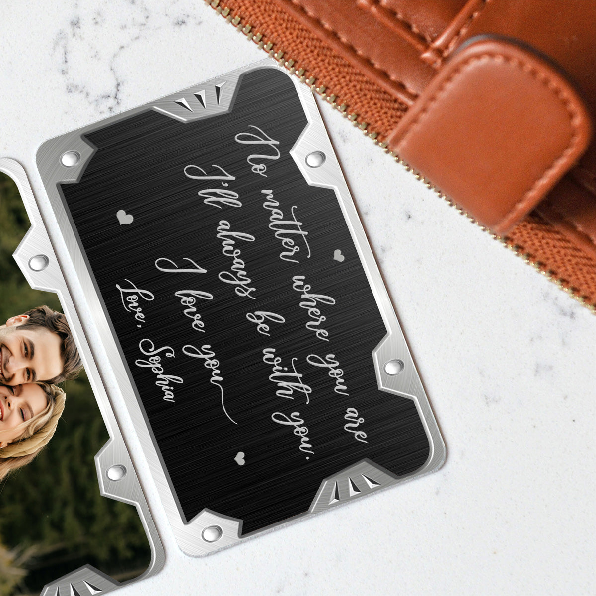 No Matter Where You Are - Personalized Father's Day Couple Wallet Insert Card