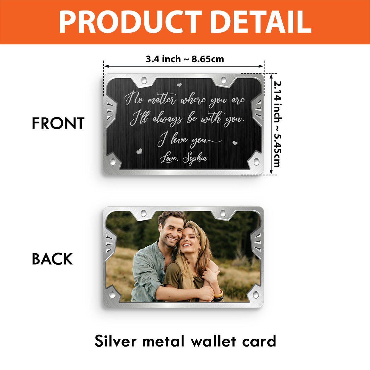 No Matter Where You Are - Personalized Father's Day Couple Wallet Insert Card