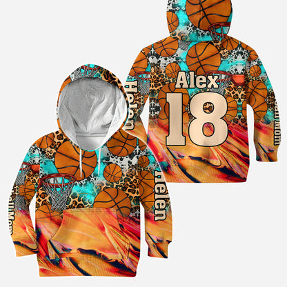 Basketball Mom Leopard - Personalized Basketball Hoodie and Leggings