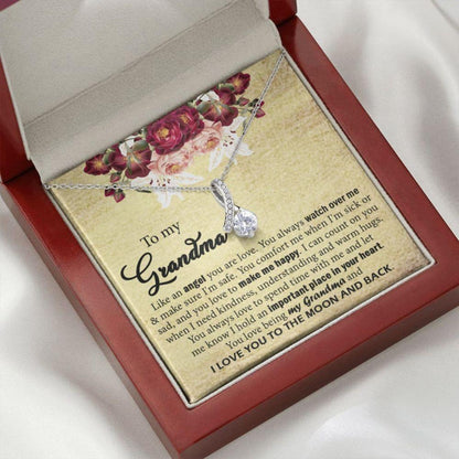 To My Grandma Grandma Gift From Granddaughter/Grandson Grandmother Gift - Grandma Petite Ribbon Necklace 0921