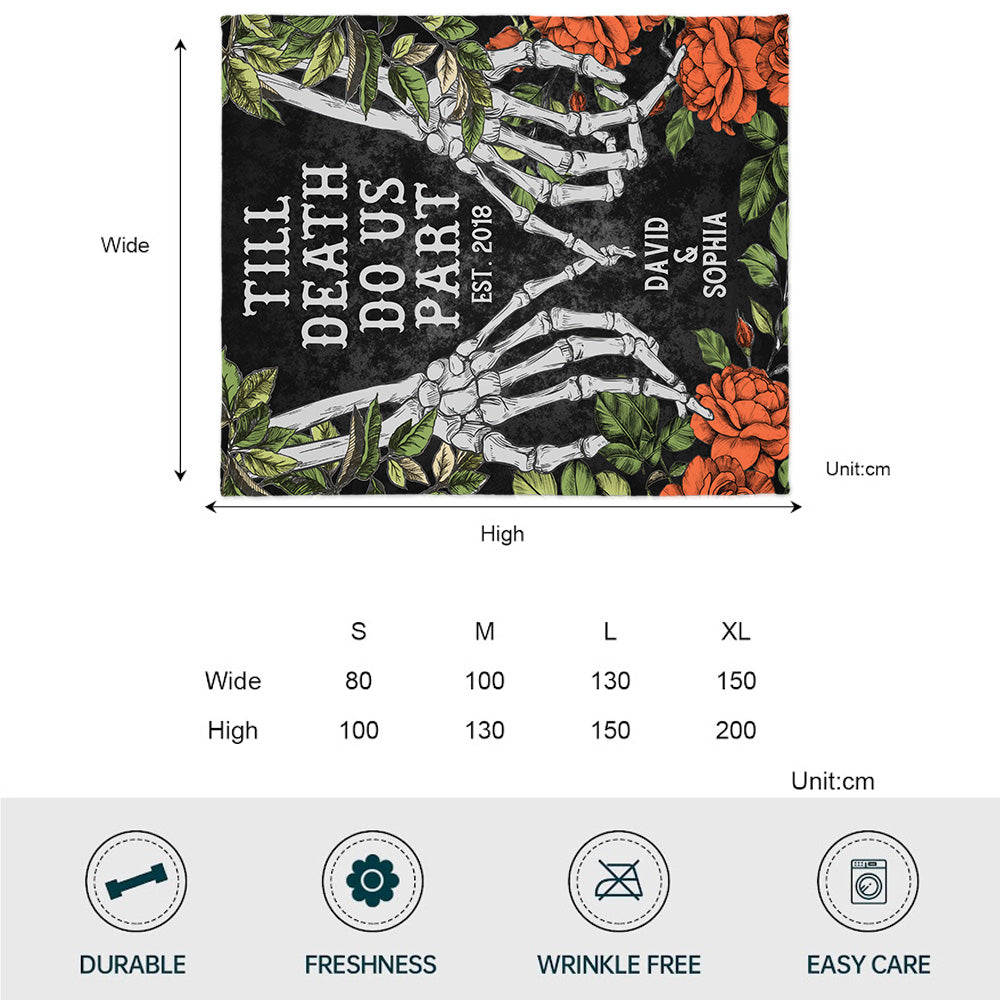 Till Death Do Us Apart - Personalized Skull Blanket
