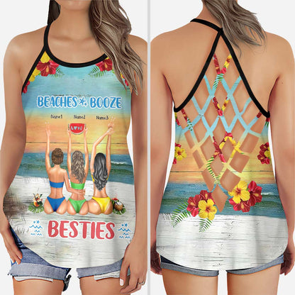 I Love You To The Beach And Back - Personalized Bestie Cross Tank Top