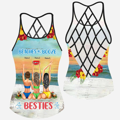 I Love You To The Beach And Back - Personalized Bestie Cross Tank Top